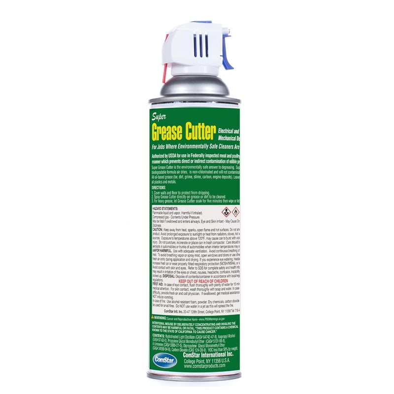Comstar Super Grease Cutter, Heavy Duty Mechanical Degreaser, USDA Registered Aerosol, No Rinse Formula, Eco-Safe Solvent for Industrial, HVAC, Equipment Cleaning, 16 Ounces (55-121) - Image 2
